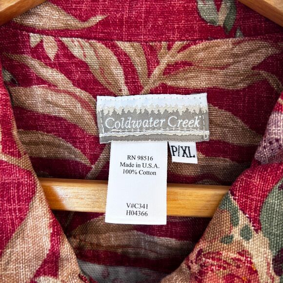 Coldwater Creek Tapestry 100% Cotton Button Up Shirt Size XLP Western Floral - Picture 7 of 9